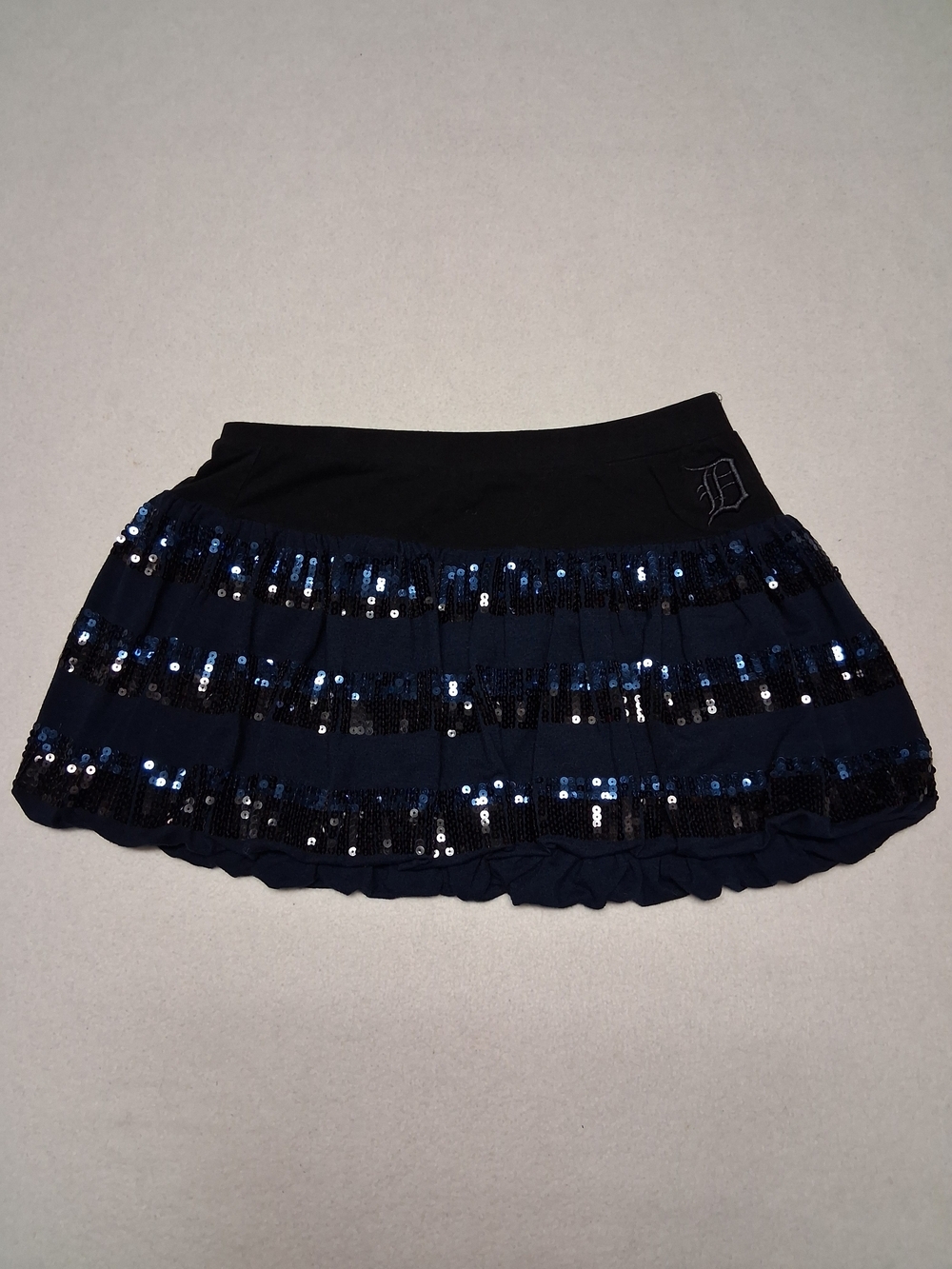 MLB Navy Blue Sequin Tiered Mini Skirt